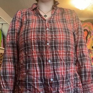 Button Down Red and Black plaid shirt